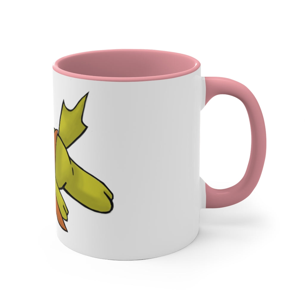 Hedghum 11oz Accent Mug featuring a white ceramic body with a colored interior and handle, showcasing vibrant color schemes.