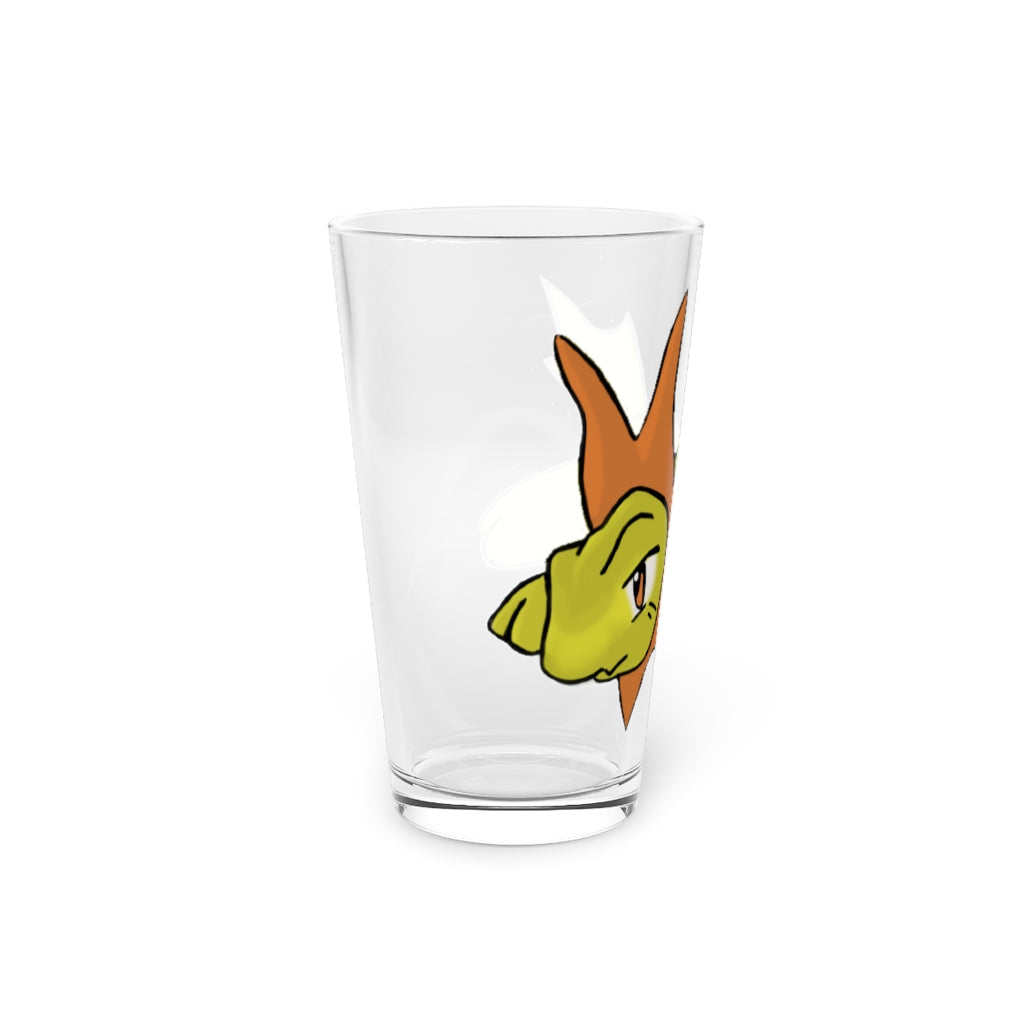 Hedghum Pint Glass, 16oz, clear glass with custom printed design, perfect for beverages.