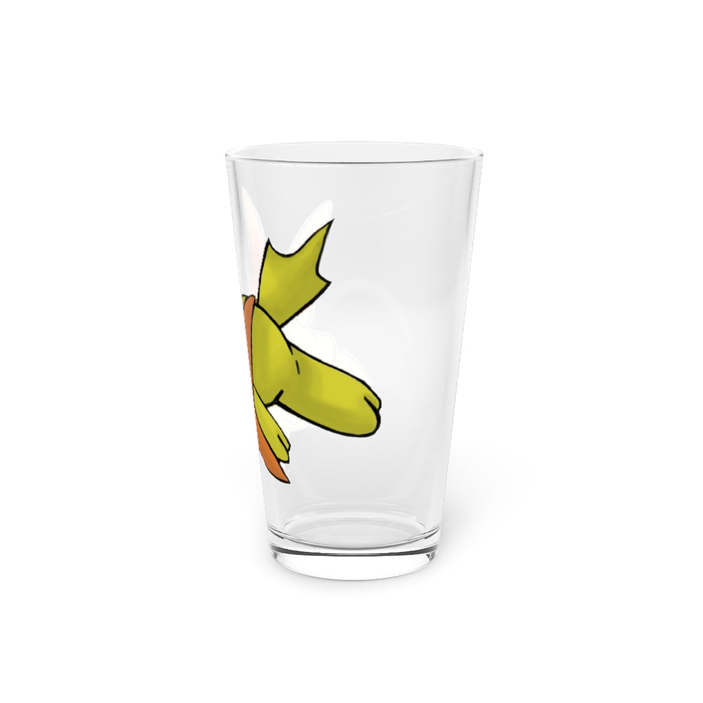 Hedghum Pint Glass, 16oz, clear glass with custom printed design, perfect for beverages.