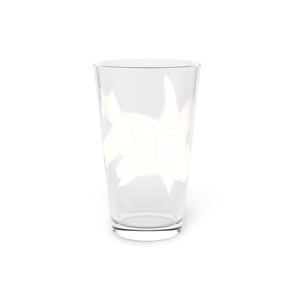 Hedghum Pint Glass, 16oz, clear glass with custom printed design, perfect for beverages.