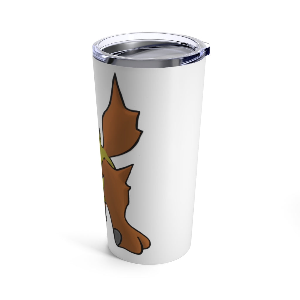 Hedgpoint Tumbler 20oz in stainless steel with a see-thru plastic lid, showcasing its sleek design and rounded corners.