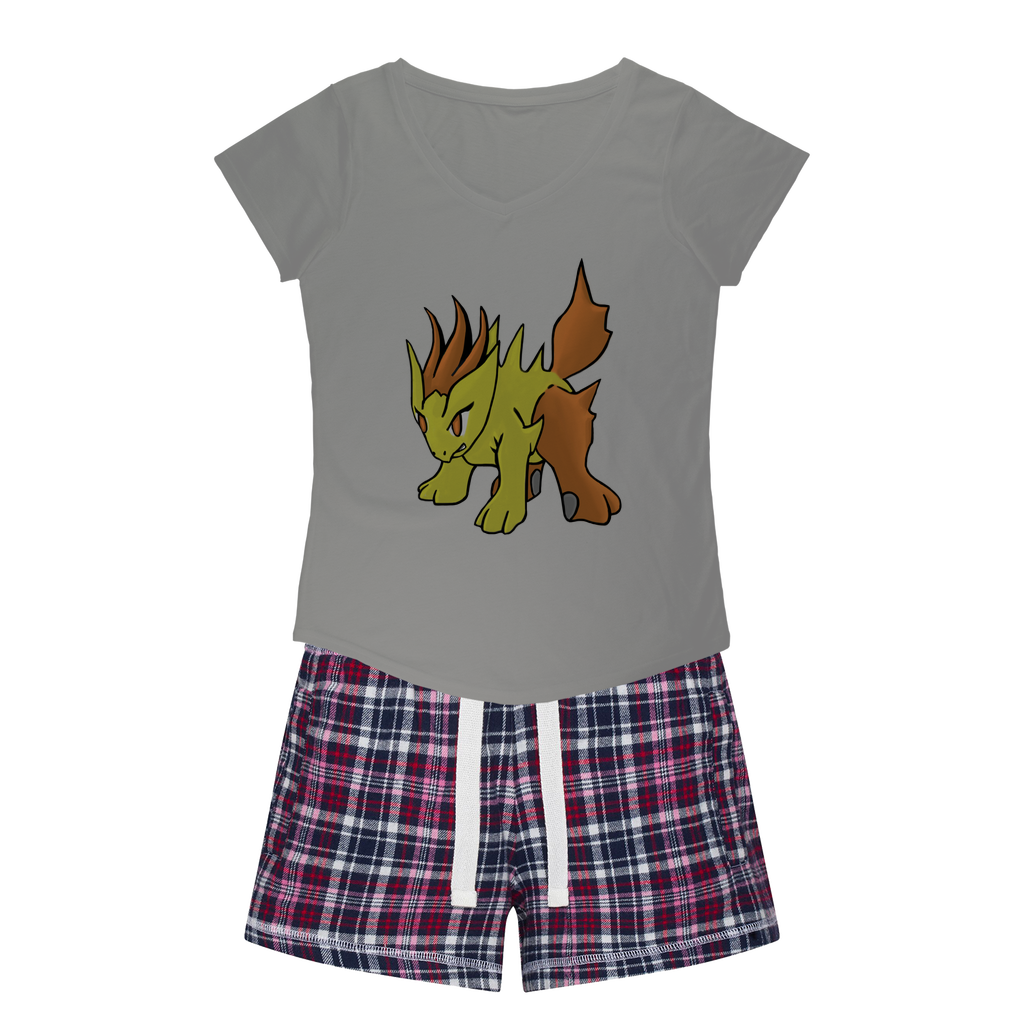 Hedgpoint Women's Sleepy Tee and Flannel Short set featuring a relaxed fit T-shirt and vibrant flannel shorts, perfect for cozy nights.