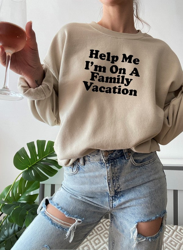 Help Me I'm On A Sweat Shirt featuring unique artistic designs, cozy fleece lining, and adjustable cuffs for a perfect fit.