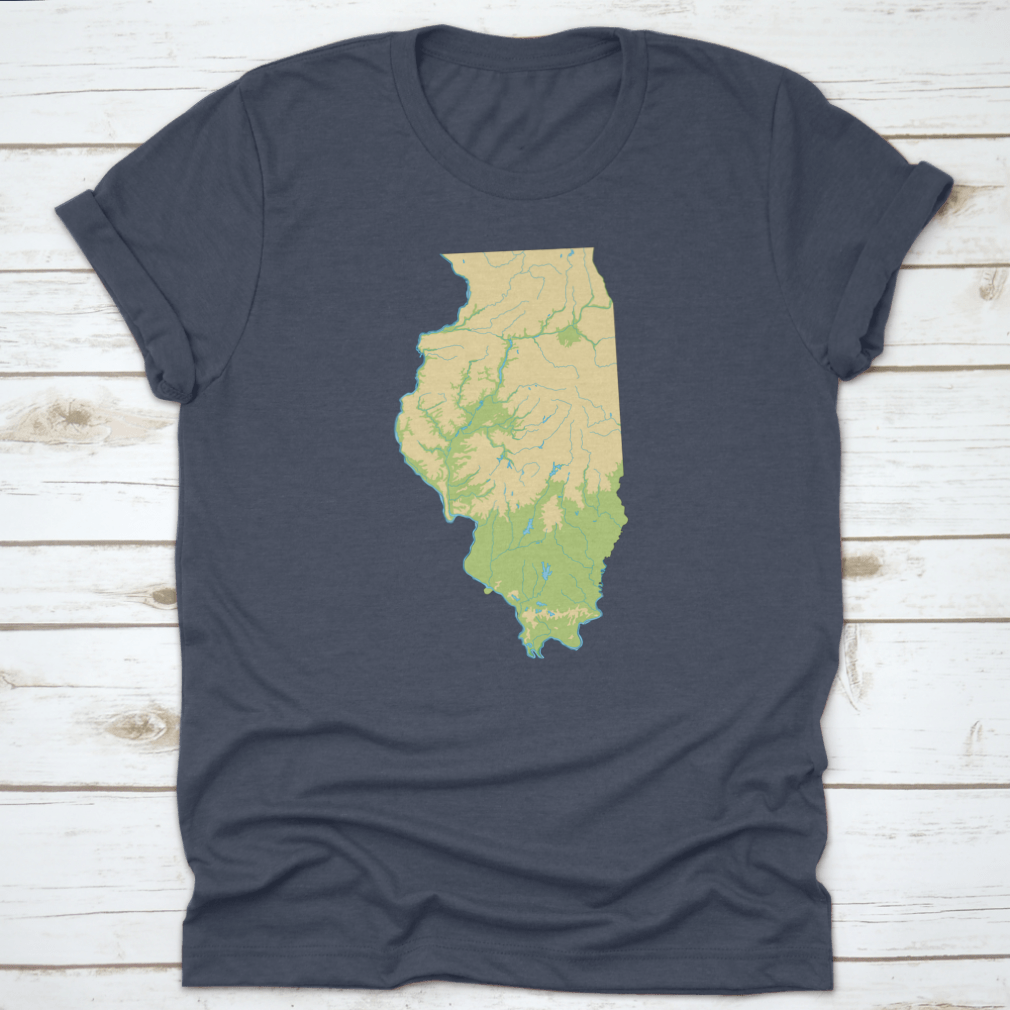 High detailed physical map of Illinois showcasing geographical features and city destinations.