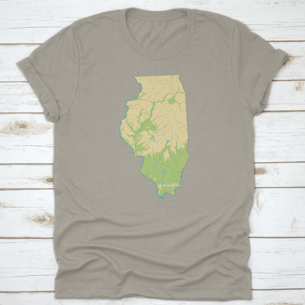 High detailed physical map of Illinois showcasing geographical features and city destinations.