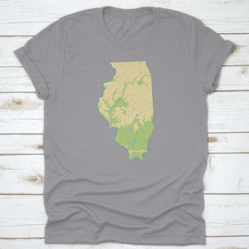 High detailed physical map of Illinois showcasing geographical features and city destinations.