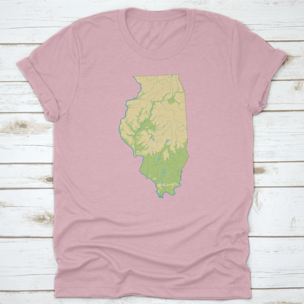 High detailed physical map of Illinois showcasing geographical features and city destinations.