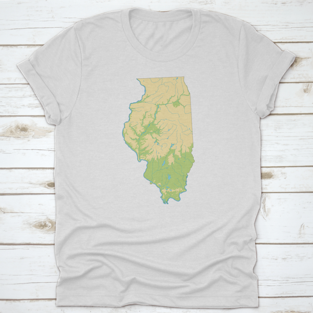 High detailed physical map of Illinois showcasing geographical features and city destinations.