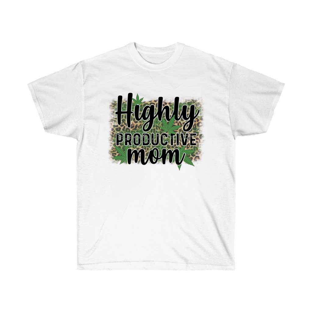 Highly Productive Mom T-Shirt made of soft cotton, featuring a unisex design, perfect for casual wear.