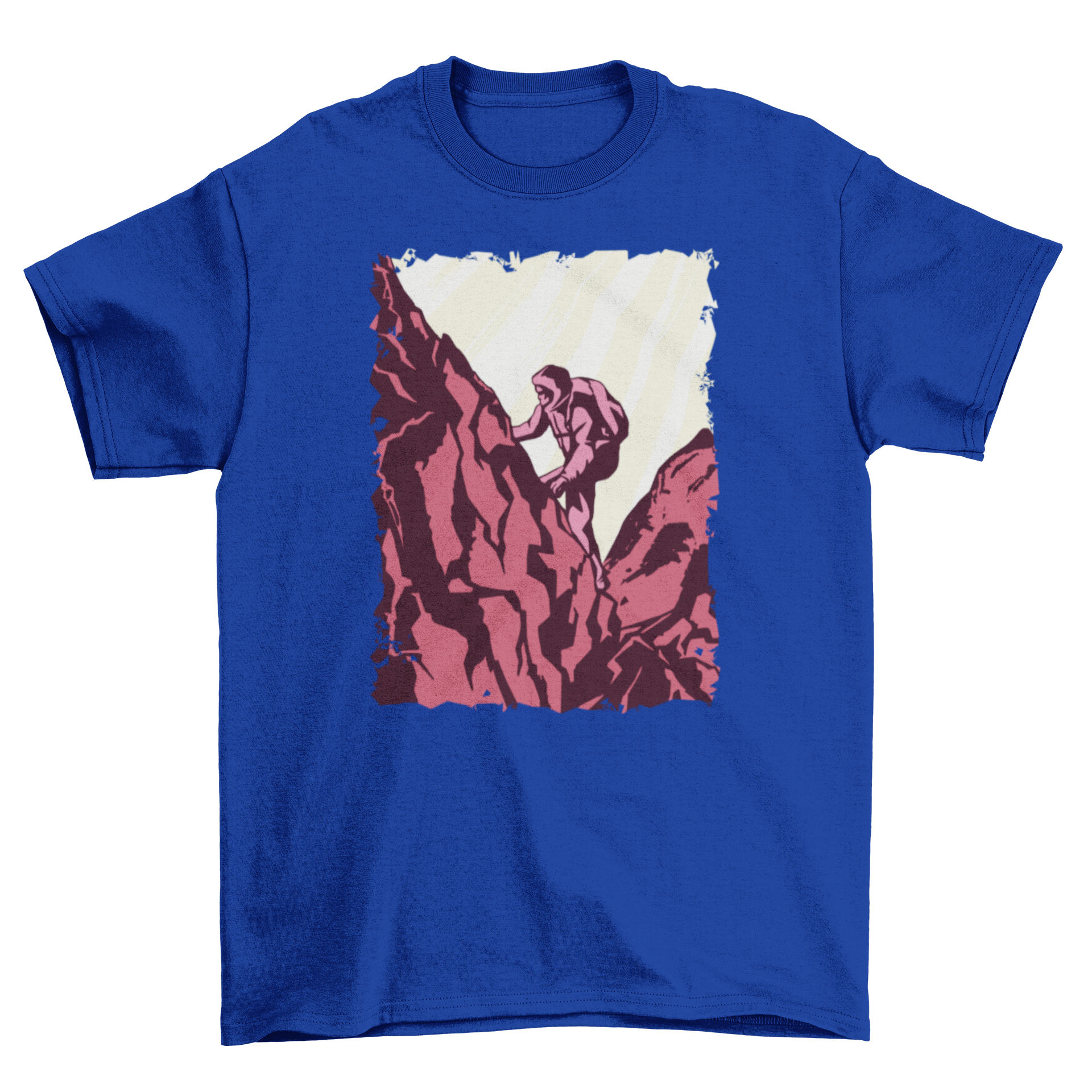 A stylish Hiker t-shirt featuring a vibrant illustration of a person hiking amidst nature.