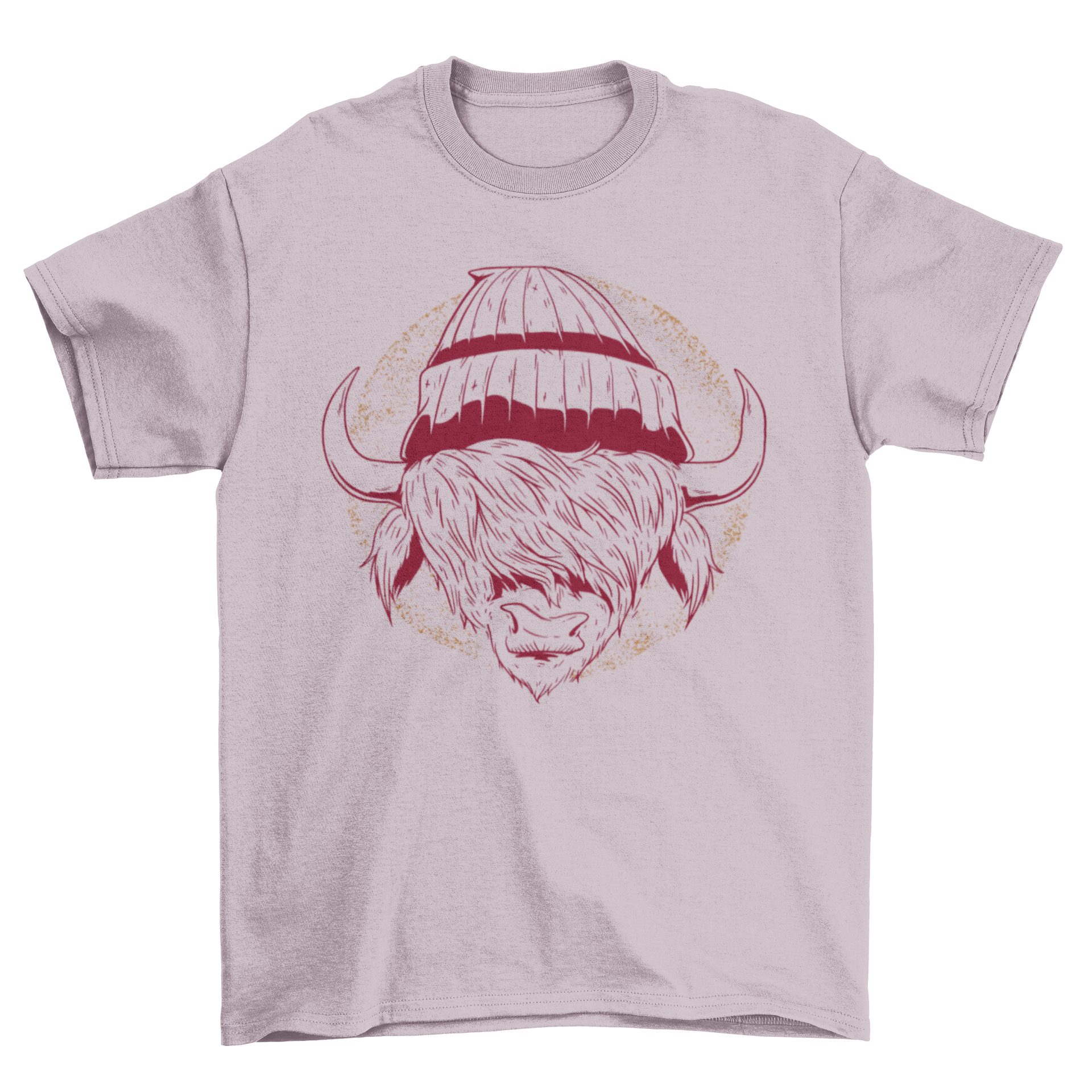 A stylish hipster buffalo t-shirt featuring a detailed hand-drawn illustration of a buffalo wearing a beanie, perfect for casual wear.