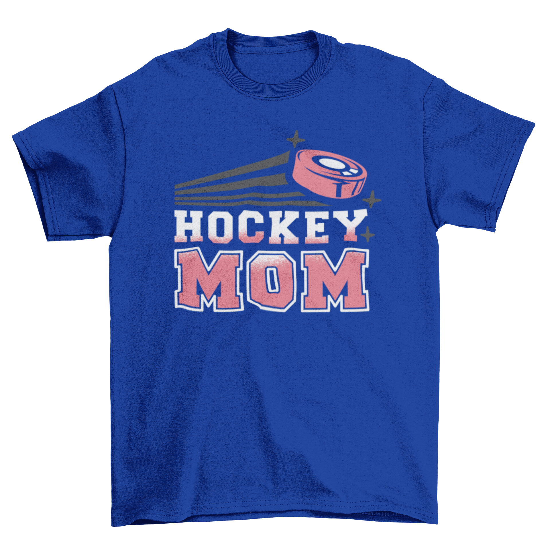 A stylish t-shirt featuring the quote 'Hockey Mom' in bold letters, perfect for proud hockey moms.