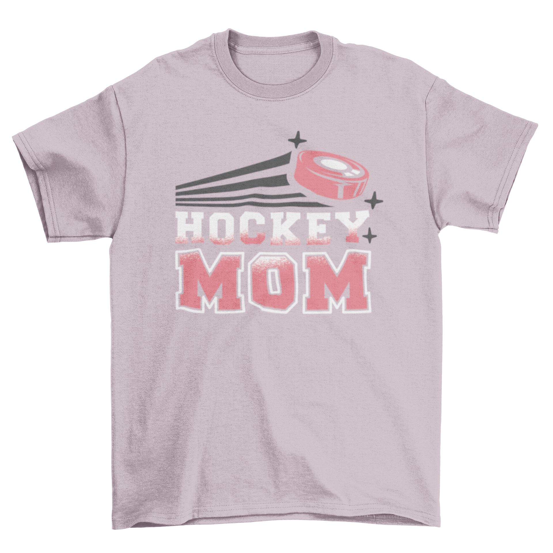 A stylish t-shirt featuring the quote 'Hockey Mom' in bold letters, perfect for proud hockey moms.