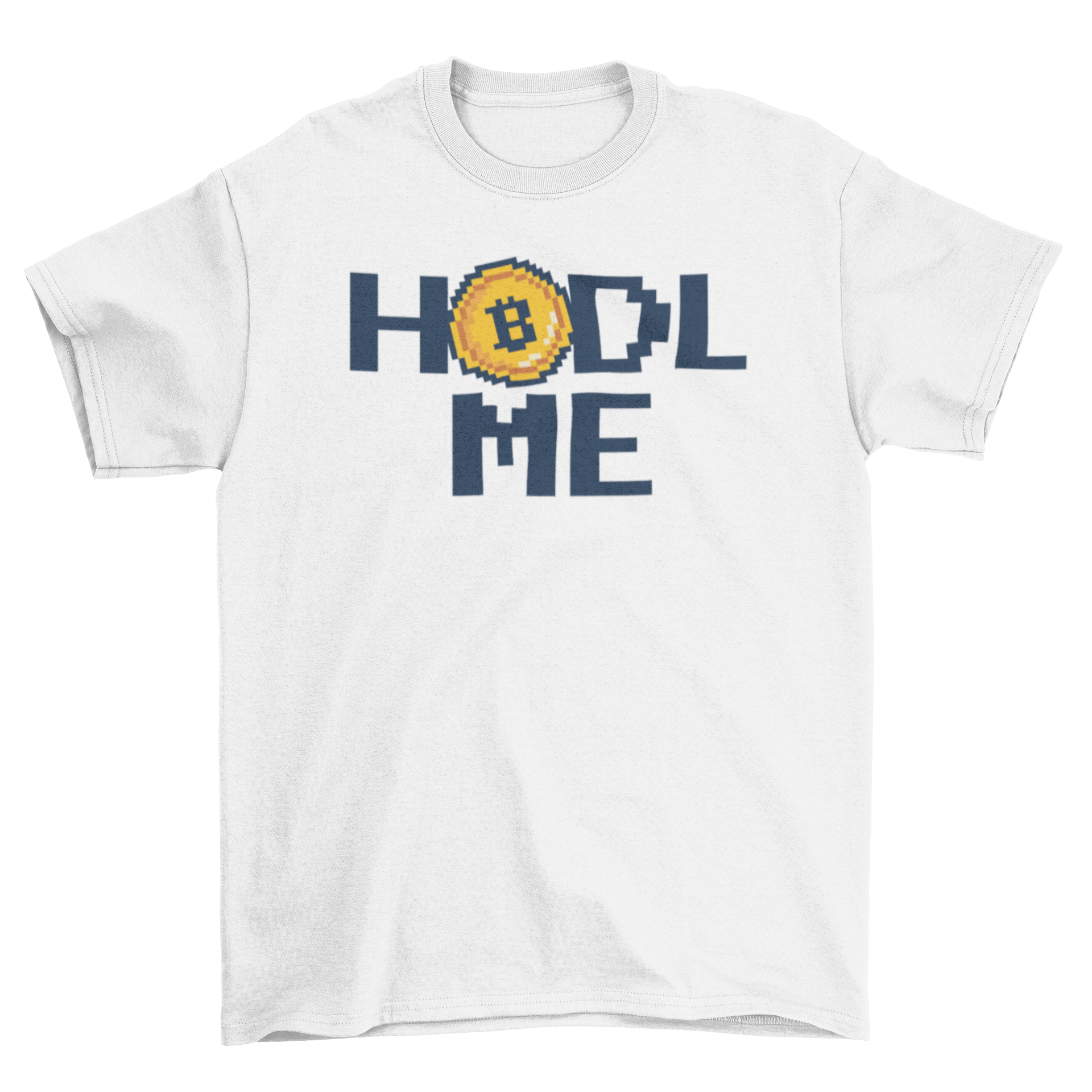 Hodl me cryptocurrency t-shirt featuring a stylish design with the quote 'Hodl me' and a cryptocurrency icon.