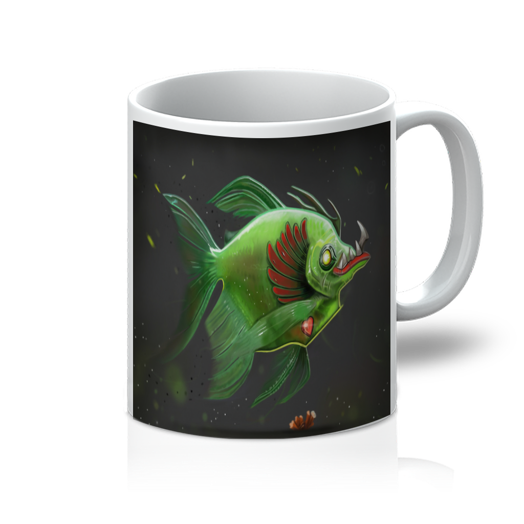 Hook Lung Jaw 11oz Mug with vibrant sublimation design, showcasing a flawless white surface and clear text.