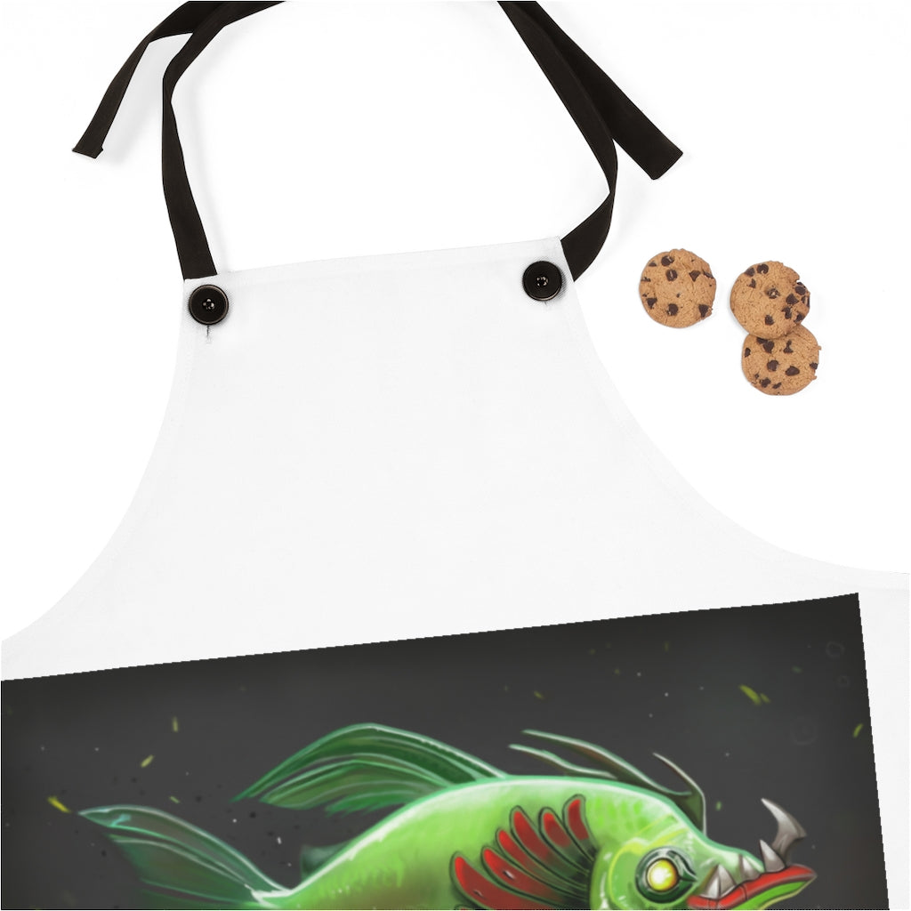 Stylish Hook Lung Jaw Apron made of durable polyester with black detachable twill straps, perfect for outdoor cooking.