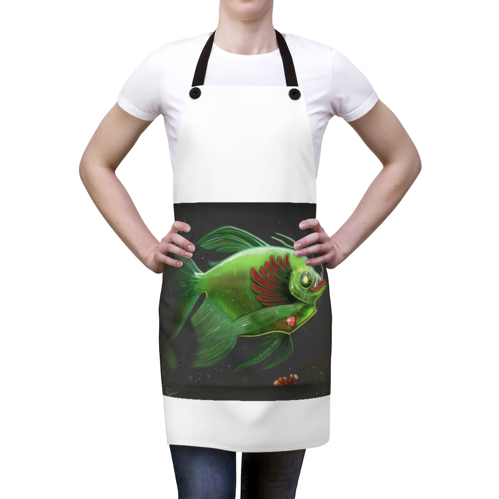 Stylish Hook Lung Jaw Apron made of durable polyester with black detachable twill straps, perfect for outdoor cooking.