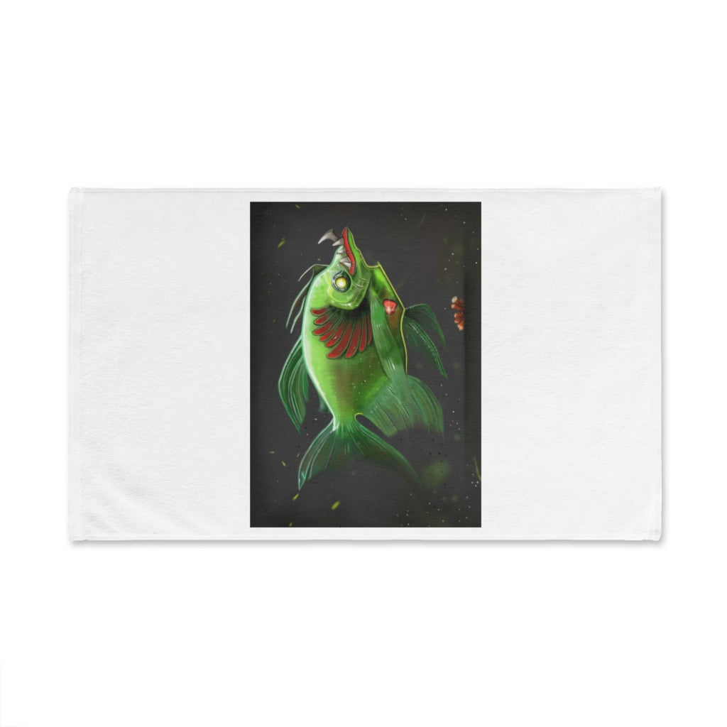 Hook Lung Jaw Hand Towel featuring a vibrant polyester front and soft cotton back, ideal for bathroom decor.