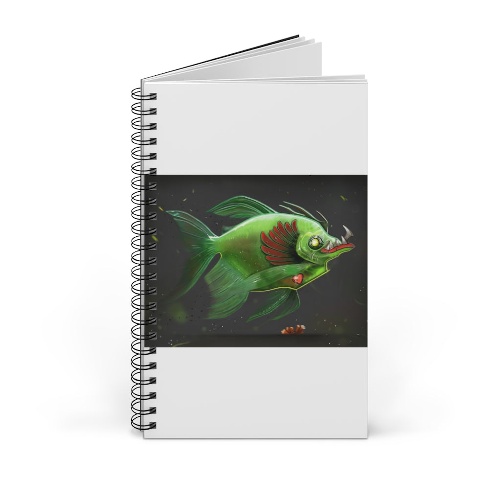 Hook Lung Jaw Spiral Journal featuring a colorful front cover, available in four styles: blank, dot grid, lined, and task manager.