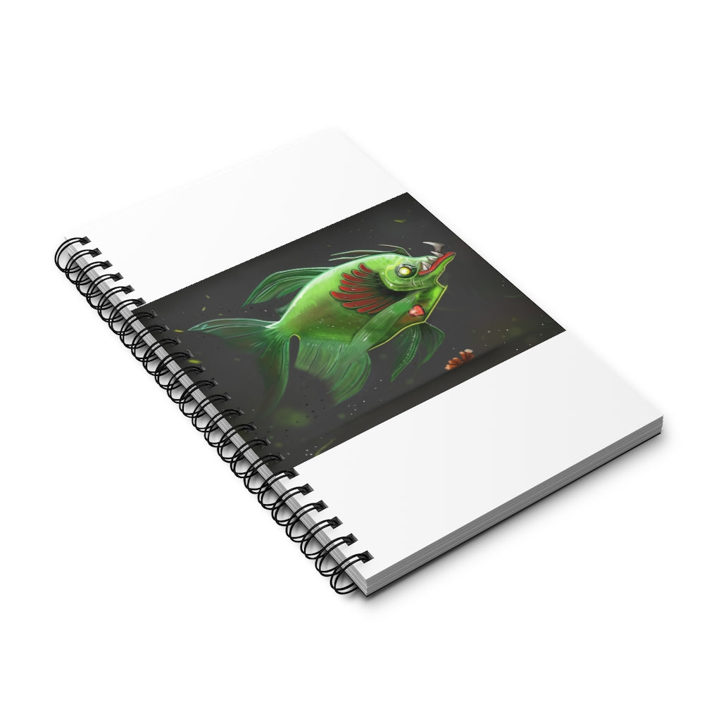 Hook Lung Jaw Spiral Journal featuring a colorful front cover, available in four styles: blank, dot grid, lined, and task manager.