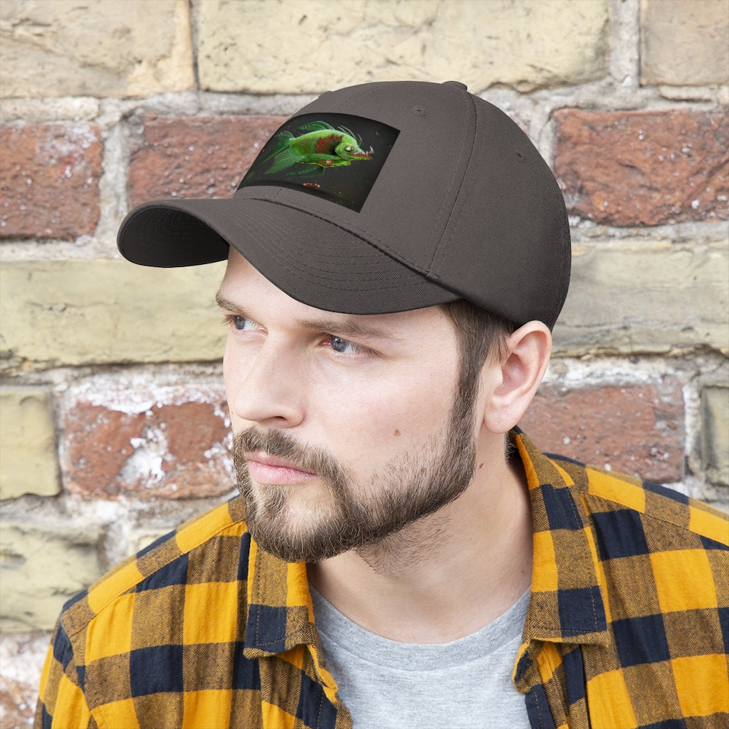 Hook Lung Jaw Unisex Twill Hat in 100% cotton twill, featuring a classic 6-panel design and adjustable Velcro closure.