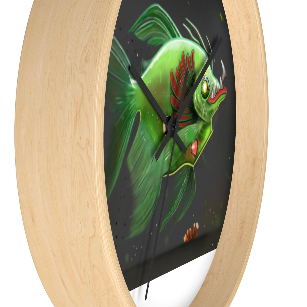 Hook Lung Jaw Wall Clock featuring a wooden frame and plexiglass face, ideal for indoor use.