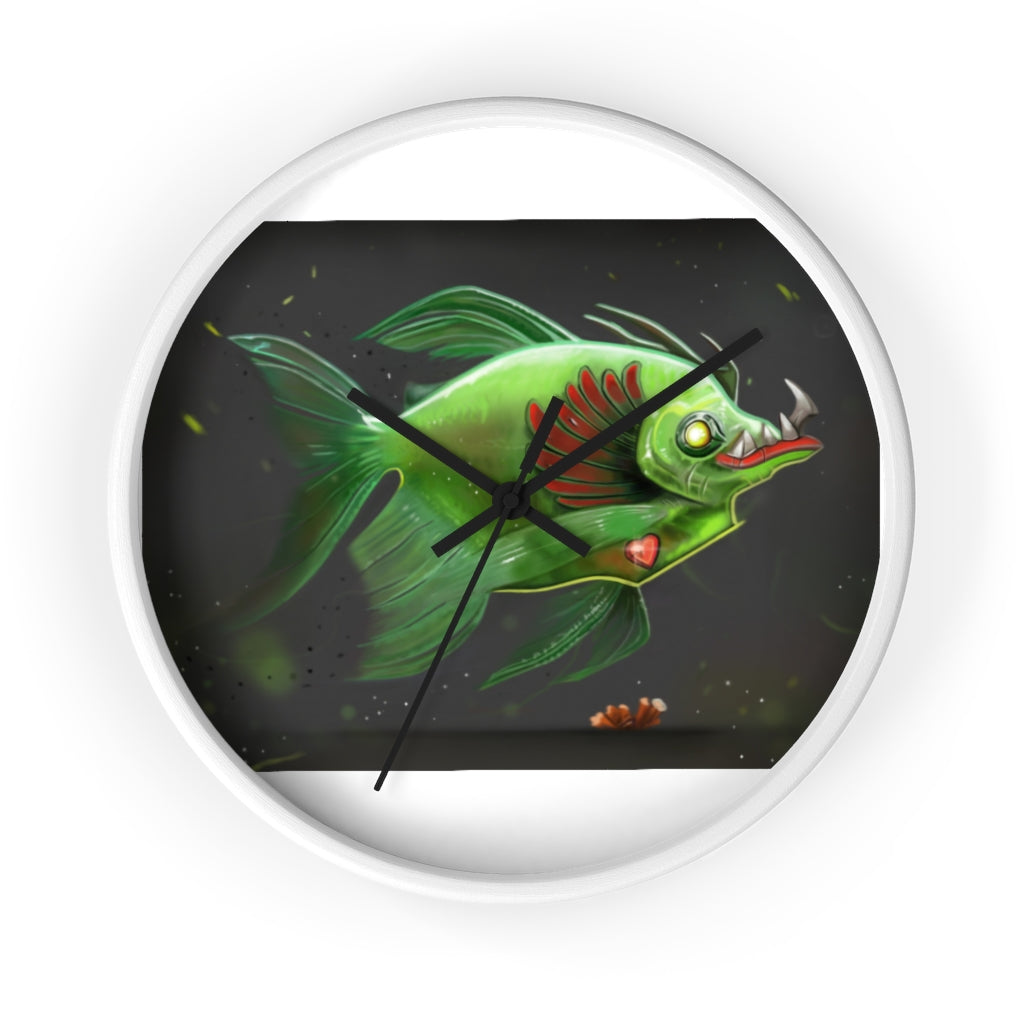 Hook Lung Jaw Wall Clock featuring a wooden frame and plexiglass face, ideal for indoor use.