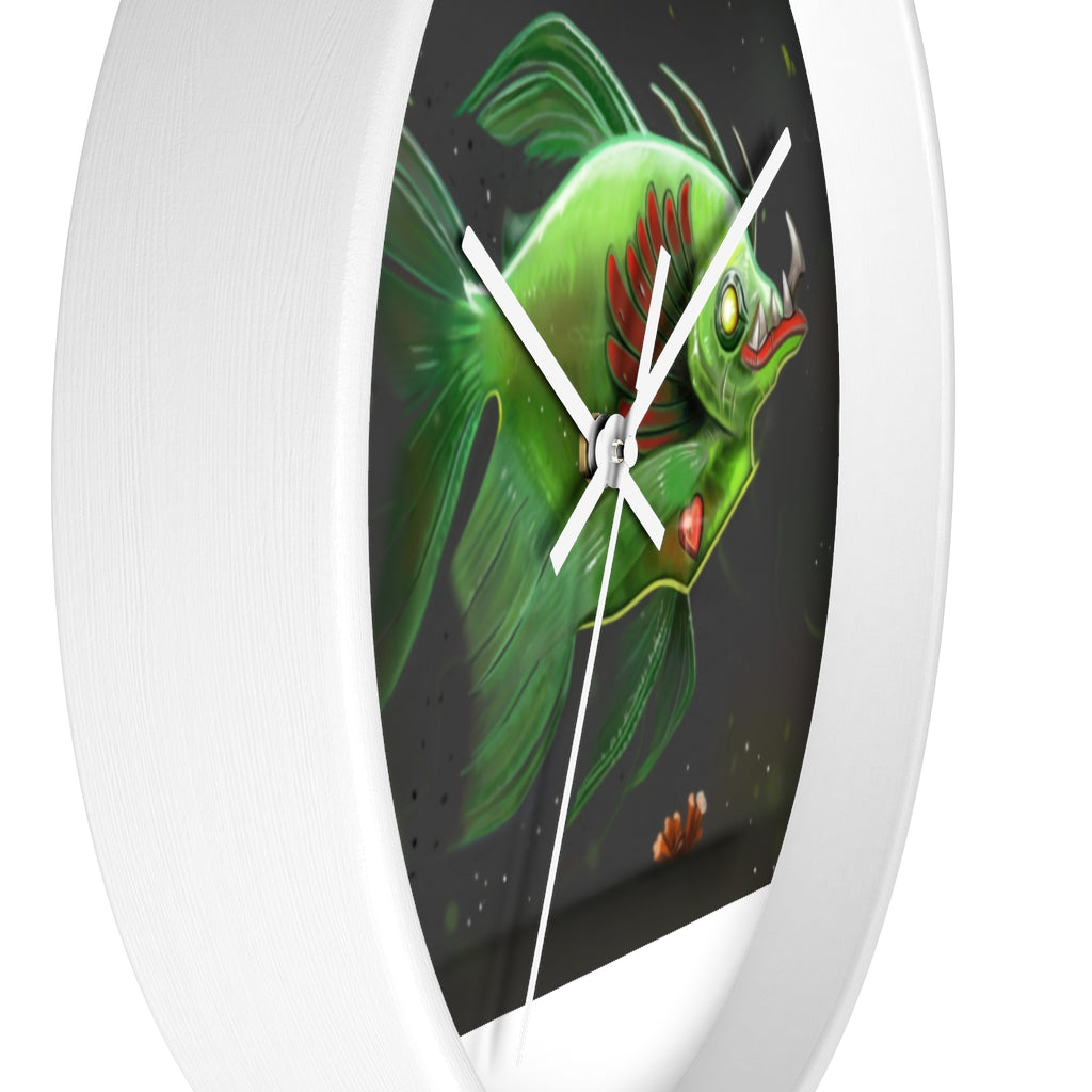 Hook Lung Jaw Wall Clock featuring a wooden frame and plexiglass face, ideal for indoor use.