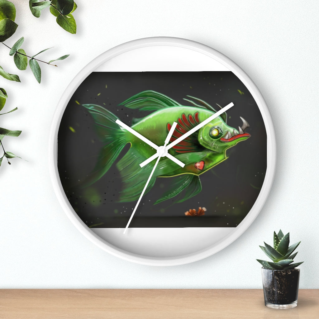 Hook Lung Jaw Wall Clock featuring a wooden frame and plexiglass face, ideal for indoor use.