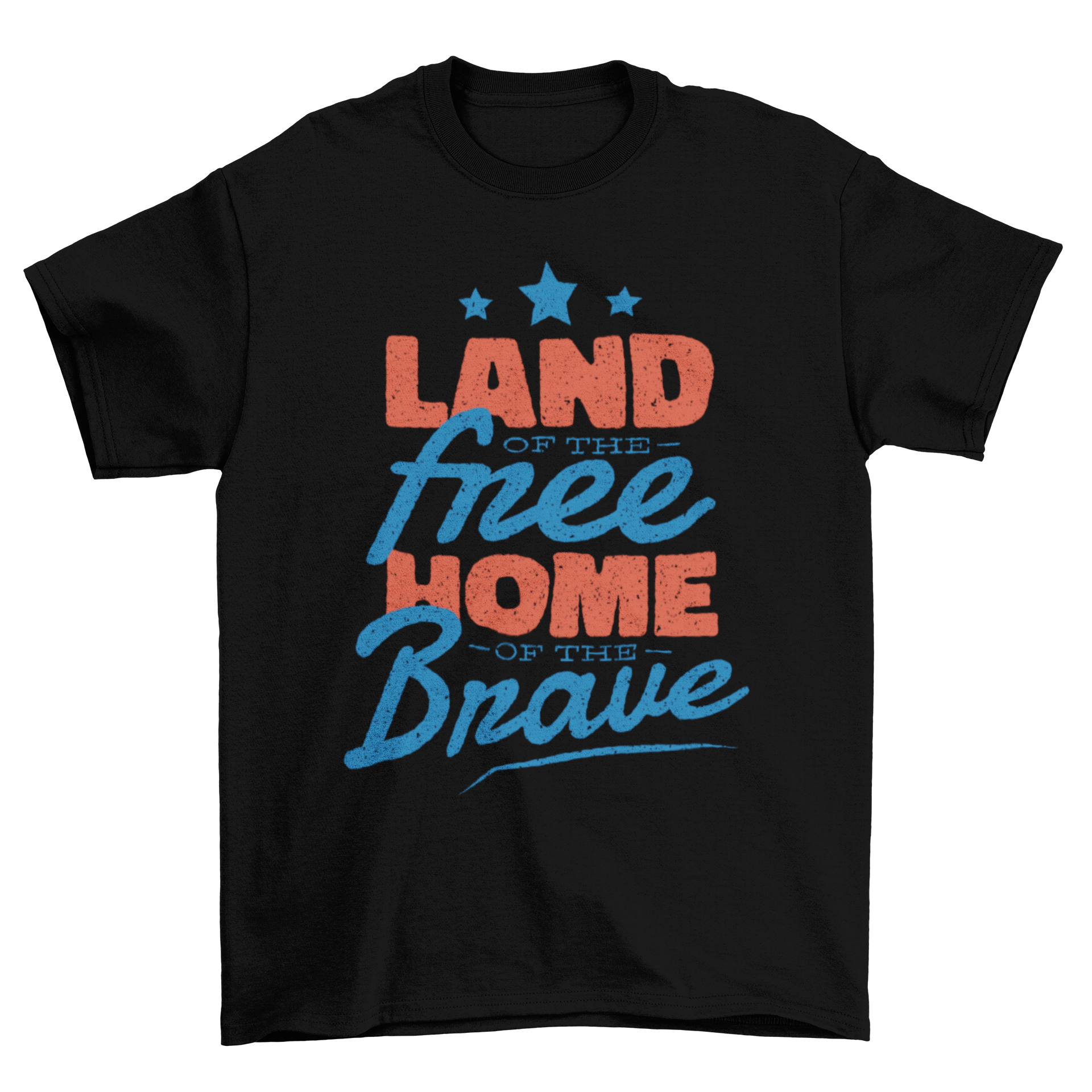 Home of The Brave T-shirt featuring the quote LAND OF THE FREE - HOME OF THE BRAVE in bold letters.