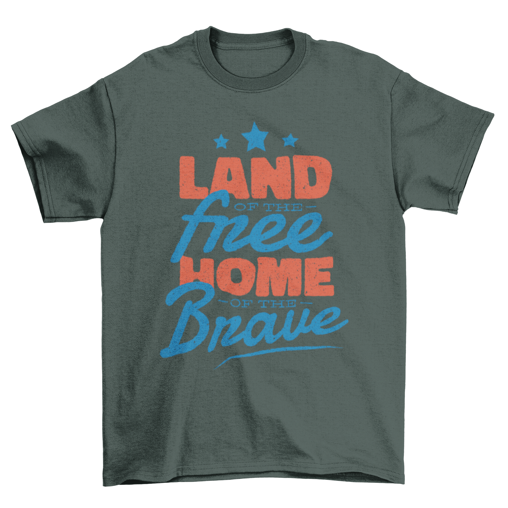 Home of The Brave T-shirt featuring the quote LAND OF THE FREE - HOME OF THE BRAVE in bold letters.