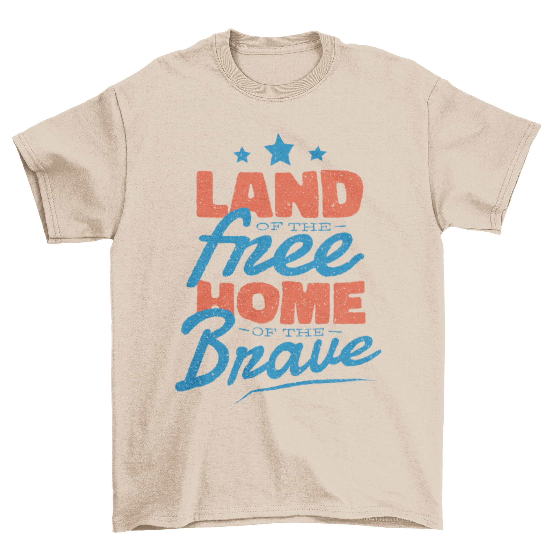 Home of The Brave T-shirt featuring the quote LAND OF THE FREE - HOME OF THE BRAVE in bold letters.