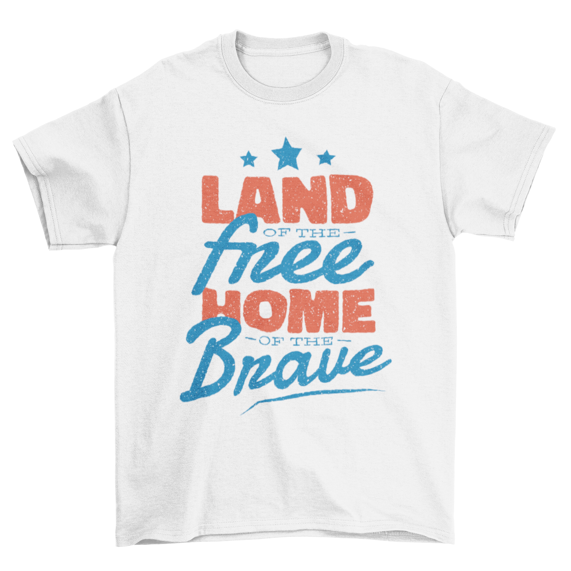 Home of The Brave T-shirt featuring the quote LAND OF THE FREE - HOME OF THE BRAVE in bold letters.