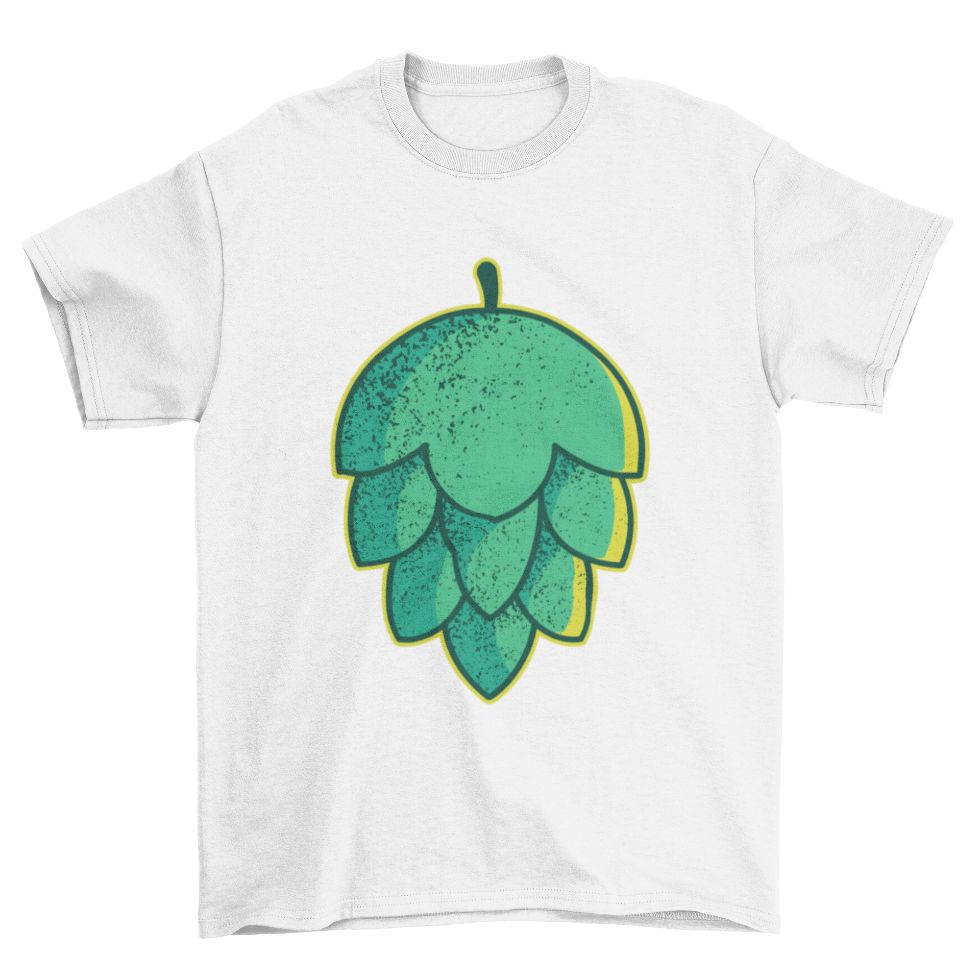 A stylish Hop Flower T-shirt featuring a detailed hop flower illustration, perfect for beer enthusiasts.