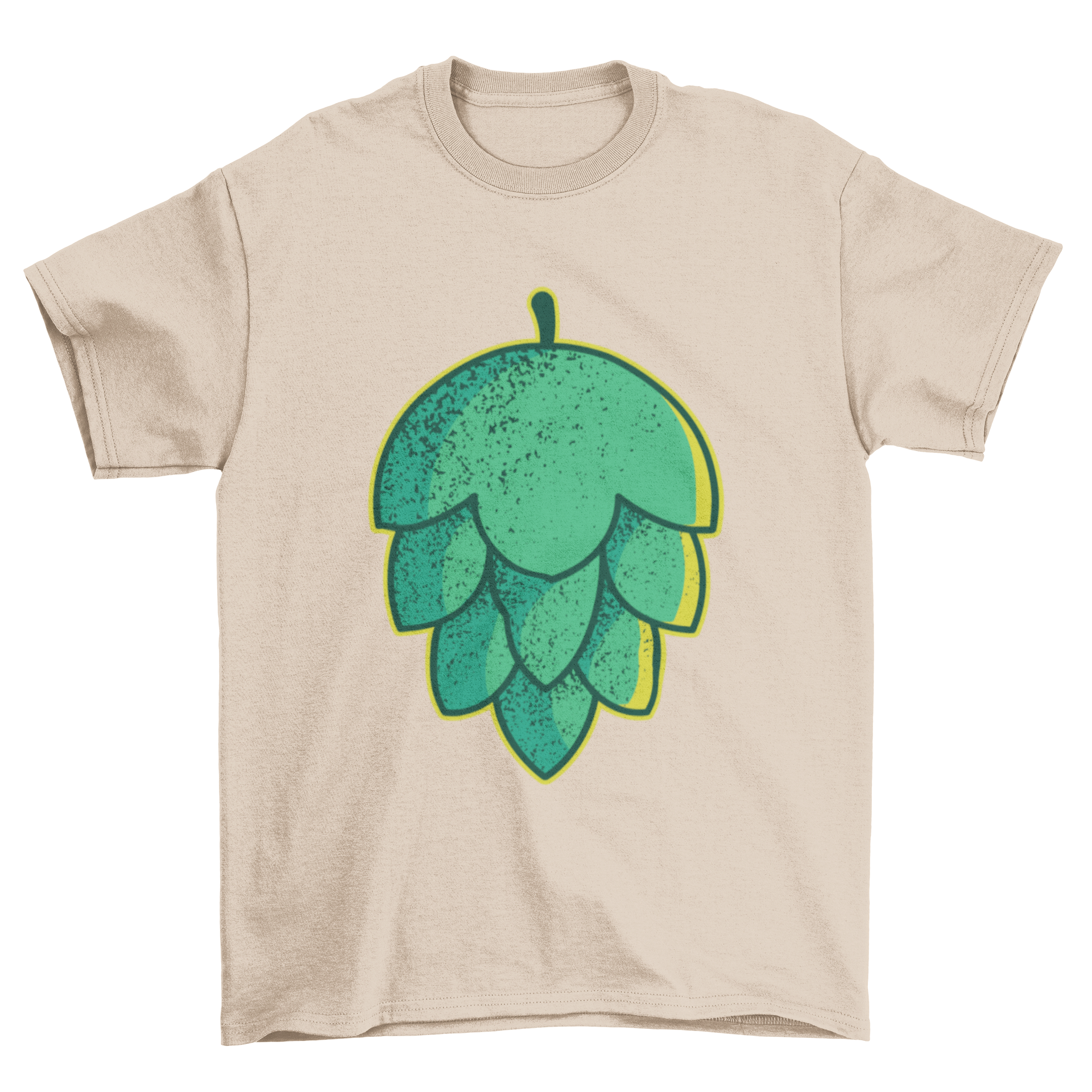 A stylish Hop Flower T-shirt featuring a detailed hop flower illustration, perfect for beer enthusiasts.