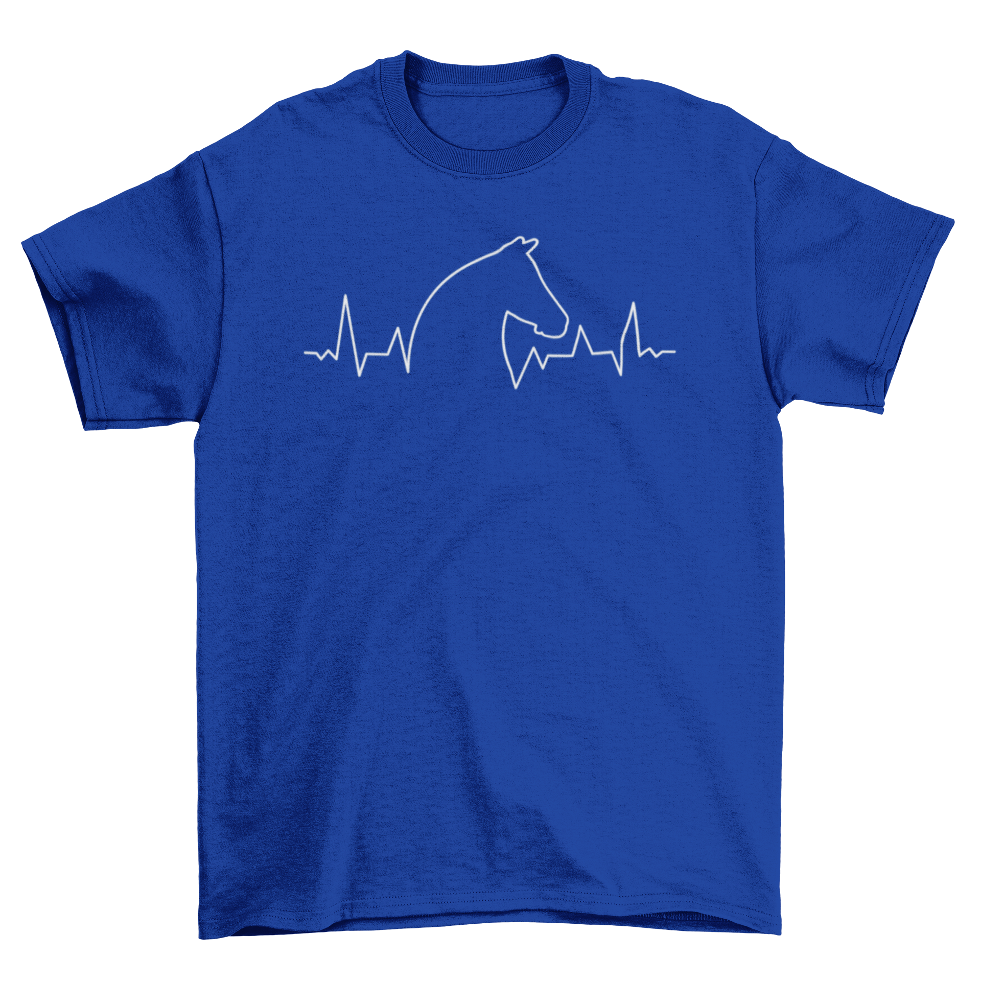 Horse Heartbeat T-Shirt featuring a silhouette of a horse's face integrated into a heartbeat line, perfect for horse lovers.