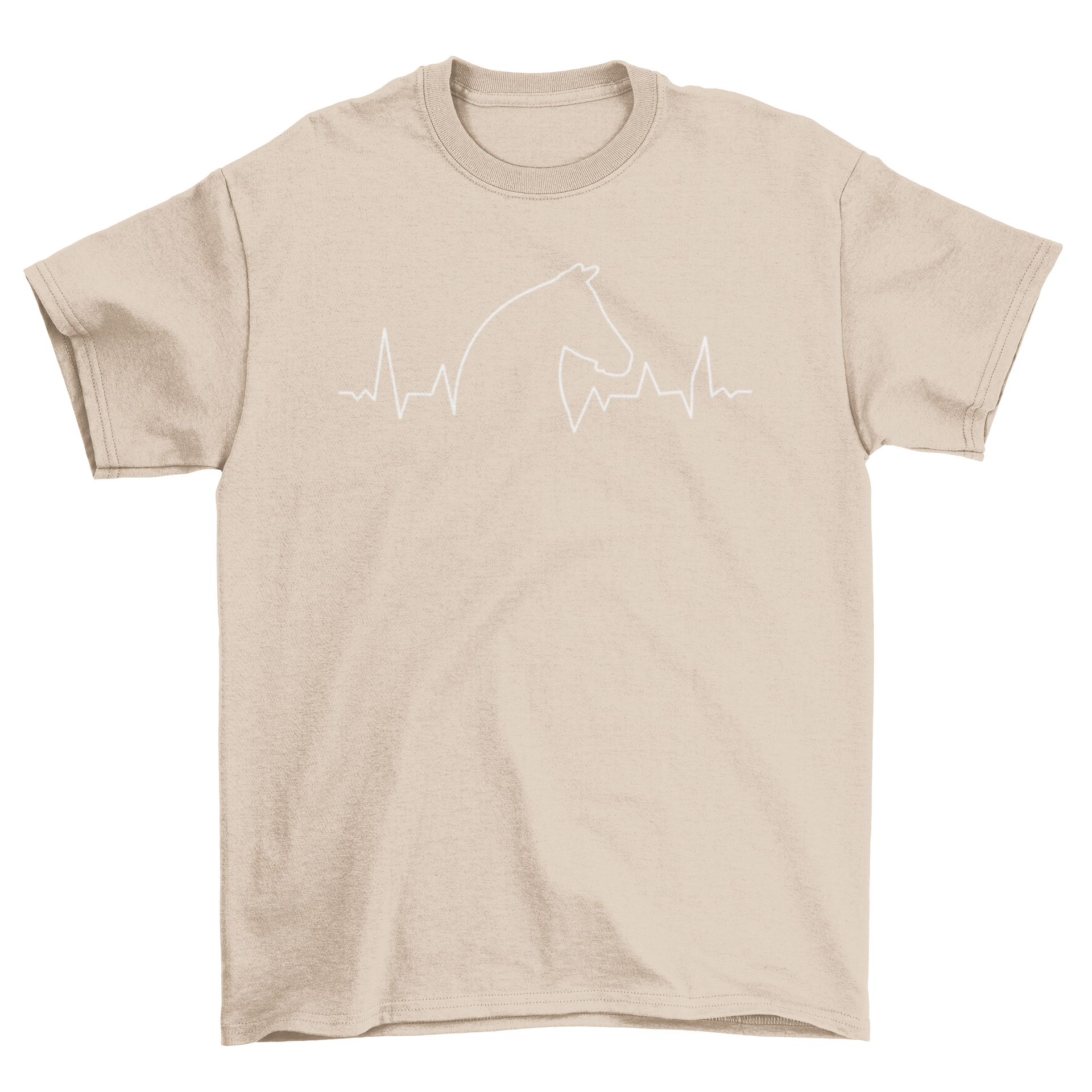 Horse Heartbeat T-Shirt featuring a silhouette of a horse's face integrated into a heartbeat line, perfect for horse lovers.