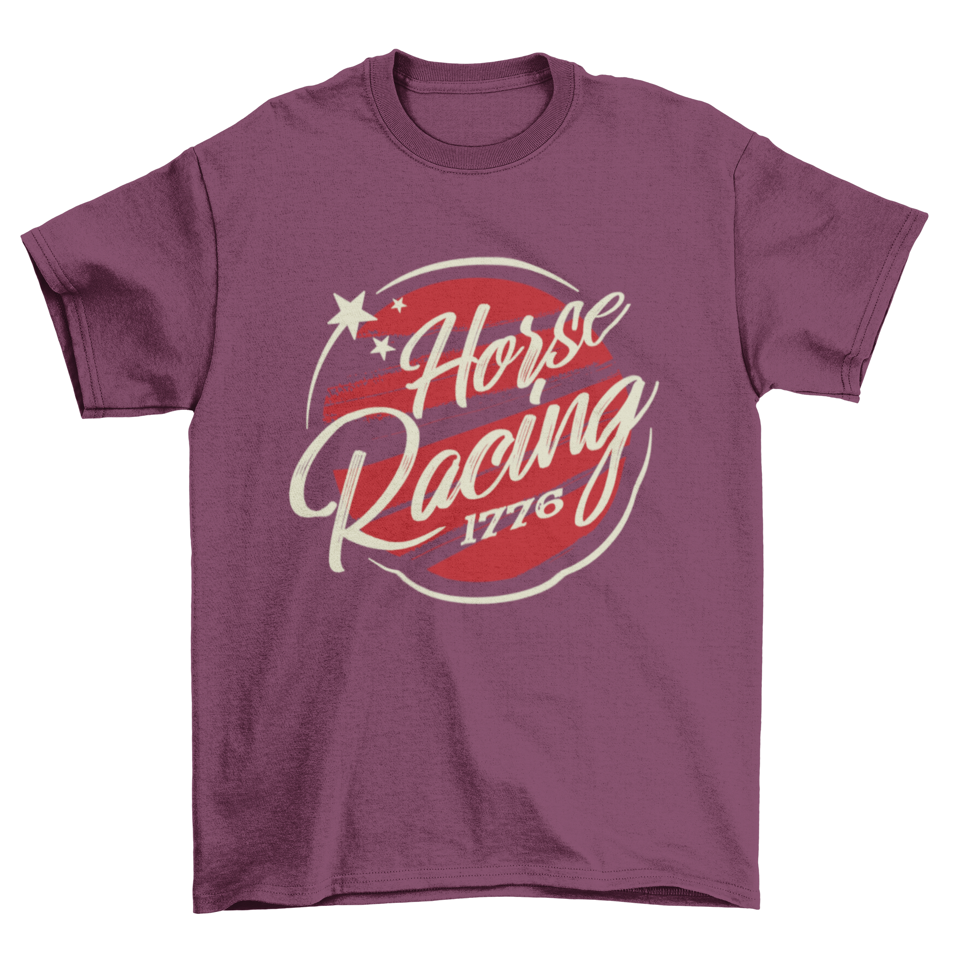 A stylish horse racing t-shirt featuring the quote 'Horse Racing 1776' in a bold design.