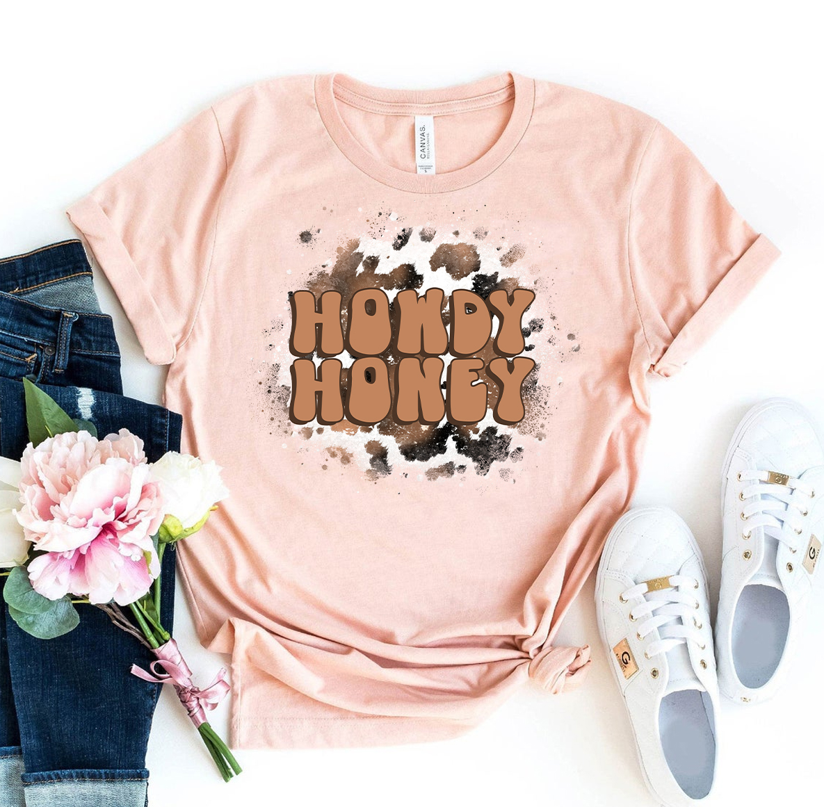 Howdy Honey T-shirt made of premium ring spun cotton with a stylish design and soft textile flex print.