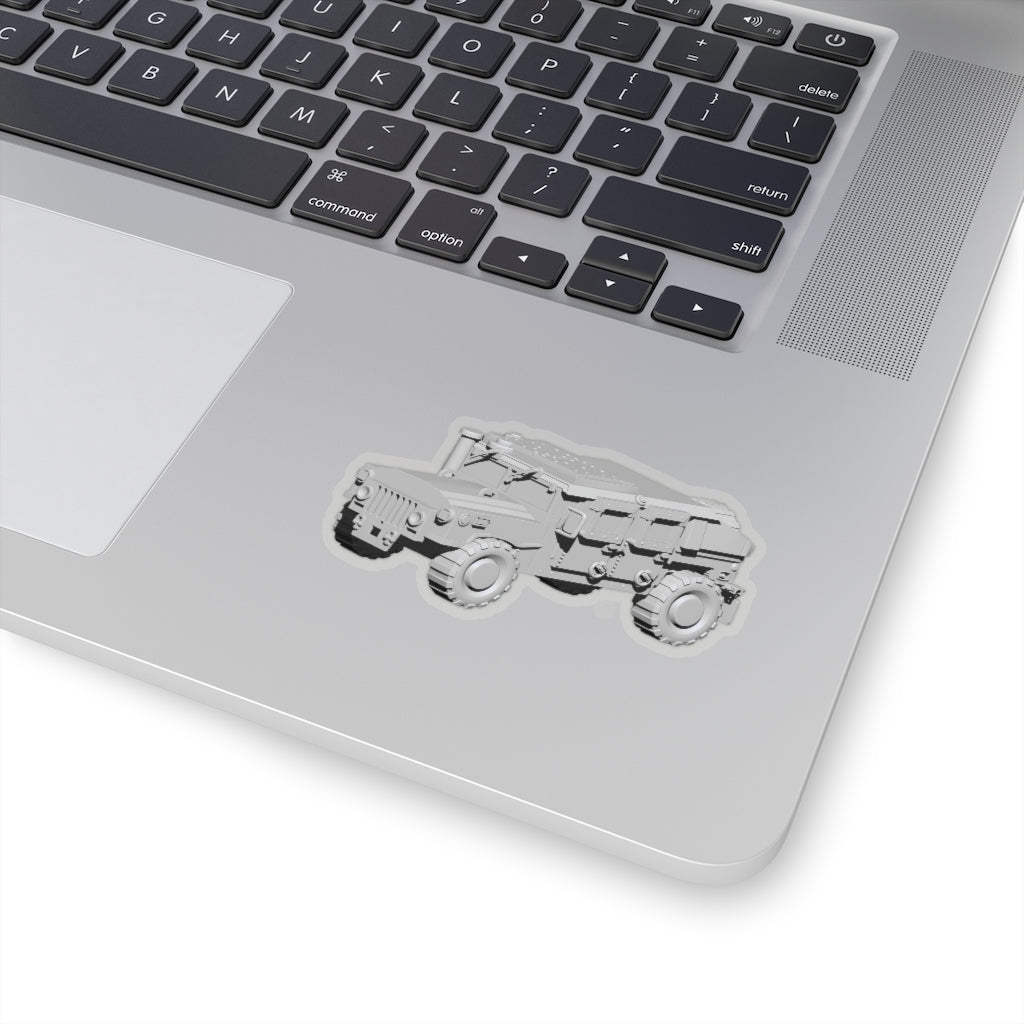 Humemer Vehicle Kiss-Cut Stickers in various shapes and sizes, showcasing white and transparent options for customizable vehicle designs.