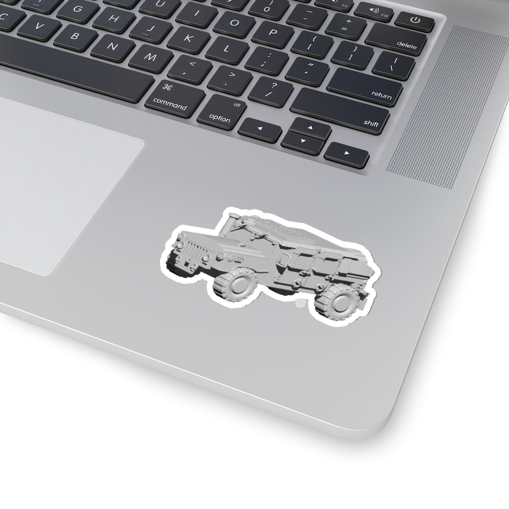 Humemer Vehicle Kiss-Cut Stickers in various shapes and sizes, showcasing white and transparent options for customizable vehicle designs.