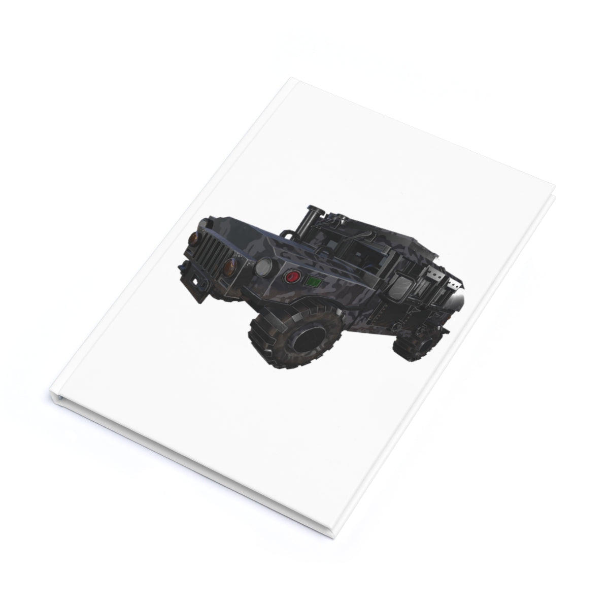 A5 Hummer Vehicle Hardcover Journal with full wraparound print and durable case-wrap binding, featuring 128 single-ruled or blank pages.