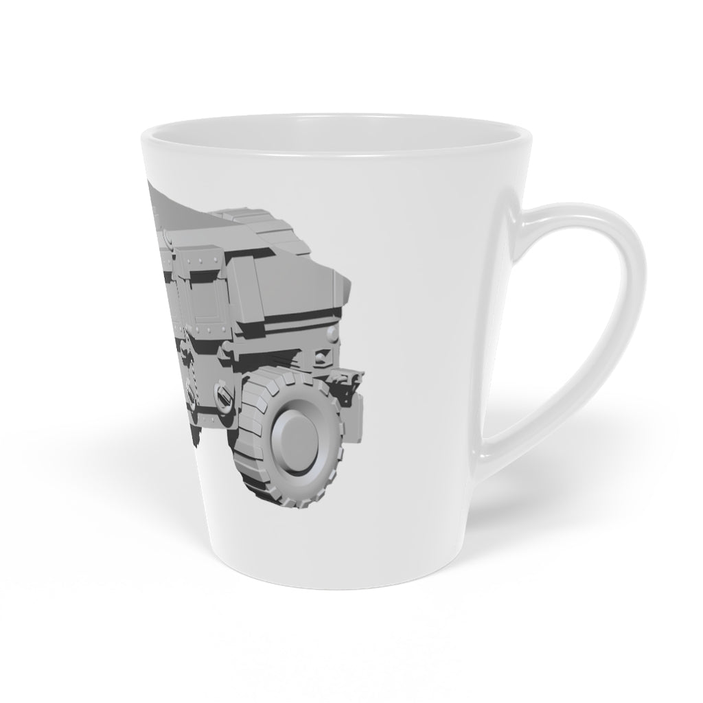 Hummer Vehicle Latte Mug, 12oz, featuring a durable white ceramic body and easy-grip handle.