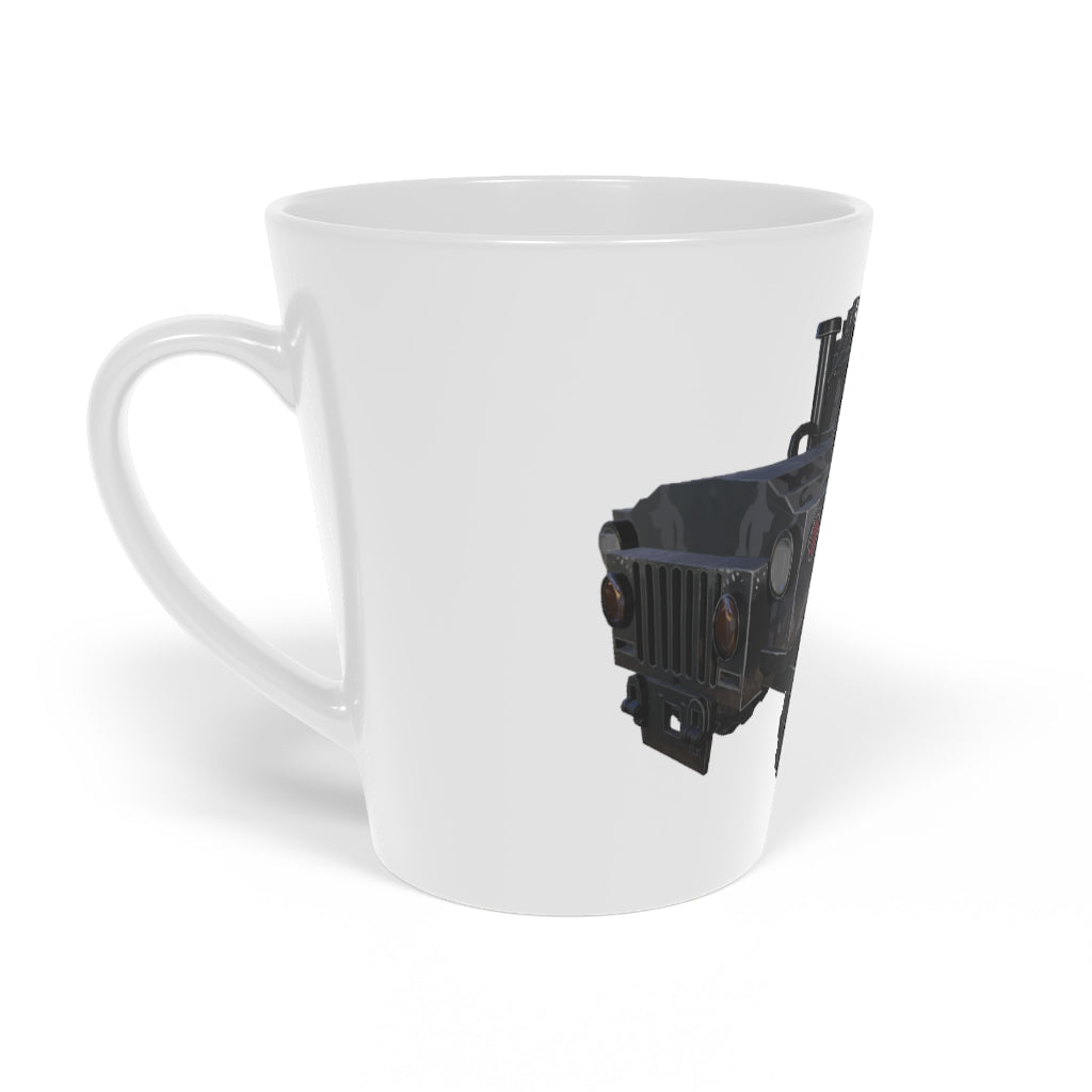 Hummer Vehicle Latte Mug, 12oz, featuring a durable white ceramic body and easy-grip handle.