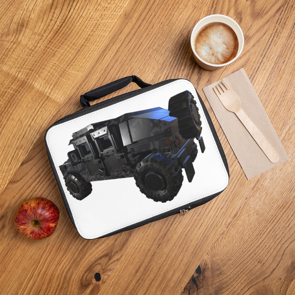 Hummer Vehicle Lunch Bag featuring a black base and customizable white area, ideal for adults and kids.