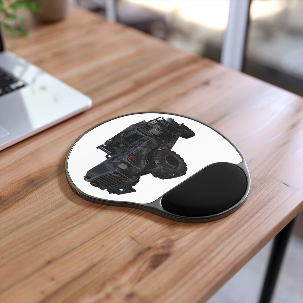 Hummer Vehicle Mouse Pad featuring ergonomic Memory Foam™ wrist rest and customizable neoprene insert.