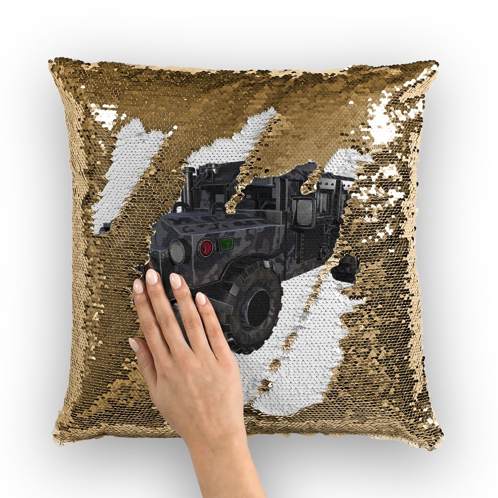 Hummer Vehicle Sequin Cushion Cover featuring a vibrant mermaid design with shimmering sequins on a polyester fabric.