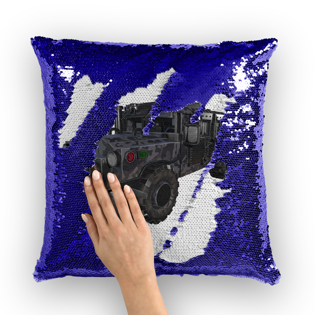 Hummer Vehicle Sequin Cushion Cover featuring a vibrant mermaid design with shimmering sequins on a polyester fabric.