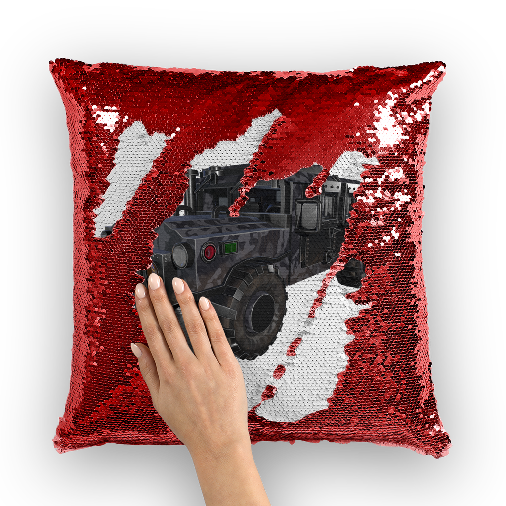 Hummer Vehicle Sequin Cushion Cover featuring a vibrant mermaid design with shimmering sequins on a polyester fabric.