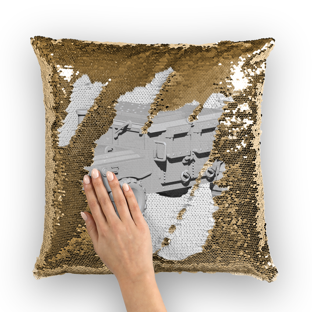 Hummer Vehicle Sequin Cushion Cover with a vibrant mermaid design, showcasing colorful sequins on a soft polyester fabric.